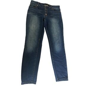 Tahari Amelia Jeans Womens 10/30 Blue Denim Medium Wash Skinny Leg Button Fly‎